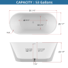 59" Acrylic Freestanding Bathtub; Gracefully Shaped Freestanding Soaking Bathtub with Brushed Nickel Drain & Minimalist Linear Design Overflow White